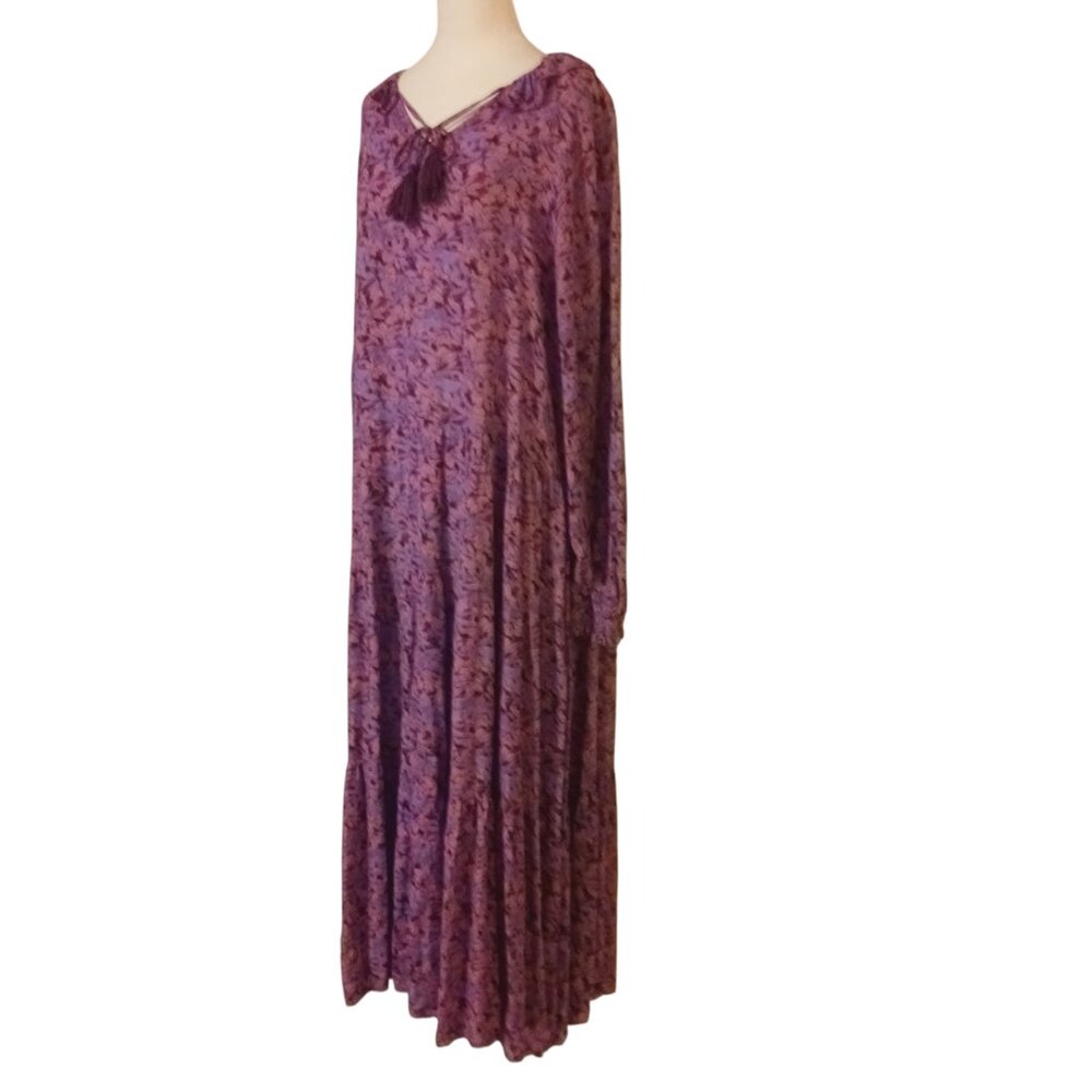 Chelsea & Violet Floral Purple Tiered Maxi Dress Size Medium, Boho, Cottagecore - Picture 5 of 16